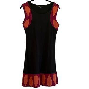 Vfish Colorblock Applique Sleeveless Black Shift Dress